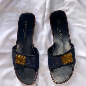 Louis Vuitton denim clog sandals